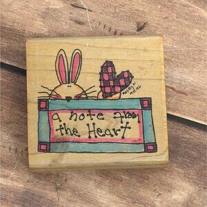 HTF STAMPRESSIONS D-4541 HEARTFELT WORDS WOOD RUBBER STAMP A NOTE FROM THE HEART